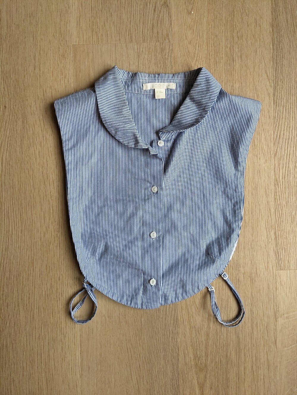 COS white/blue striped dickie collar crop top, XS/S